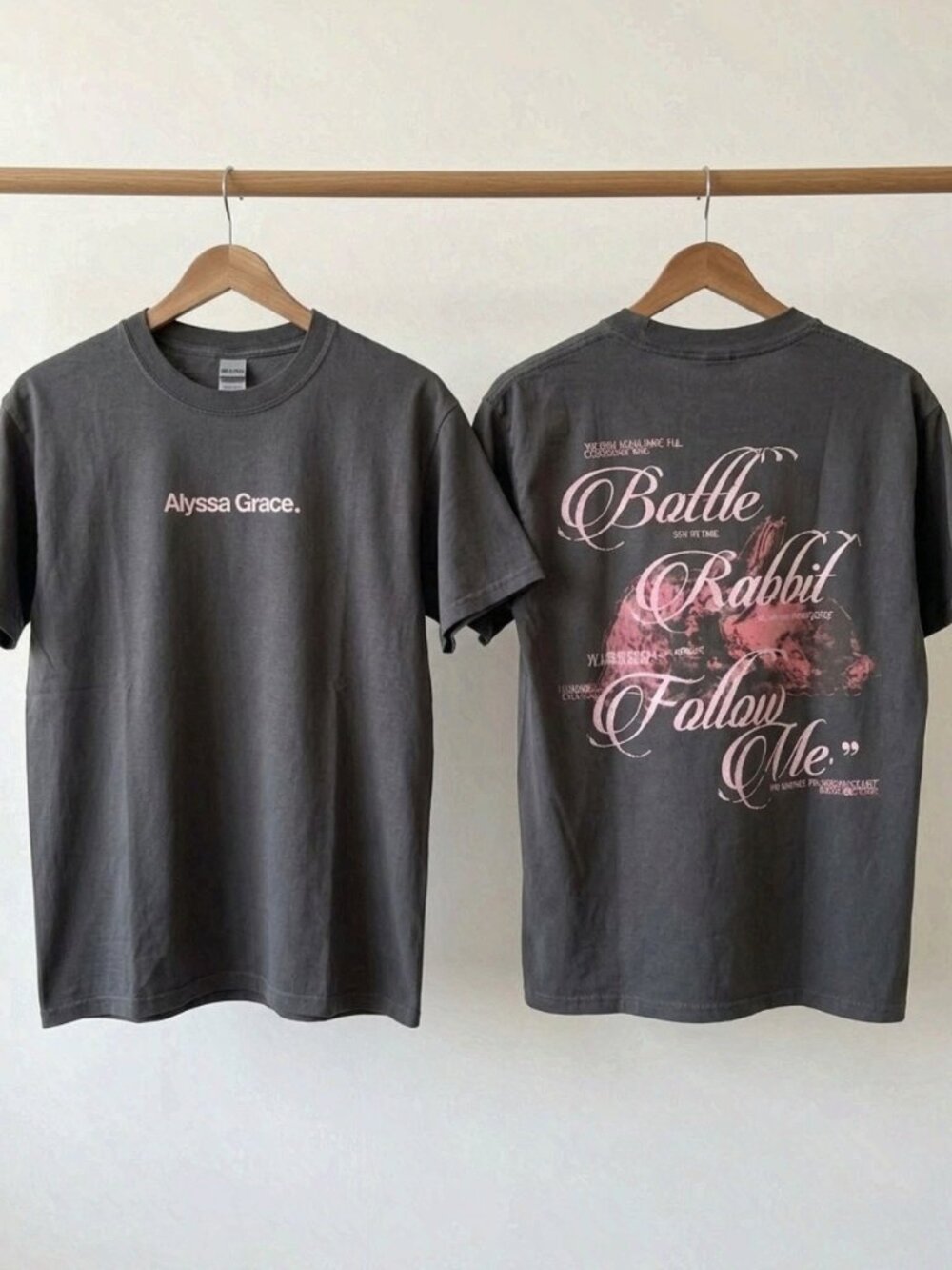 Alyssa Grace Bottle Rabbit Follow Me Tour Grey T-Shirt Reprint